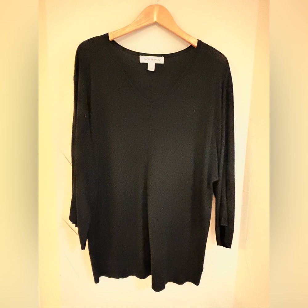 Pure Energy Black V-Neck Lightweight Sweater Tunic